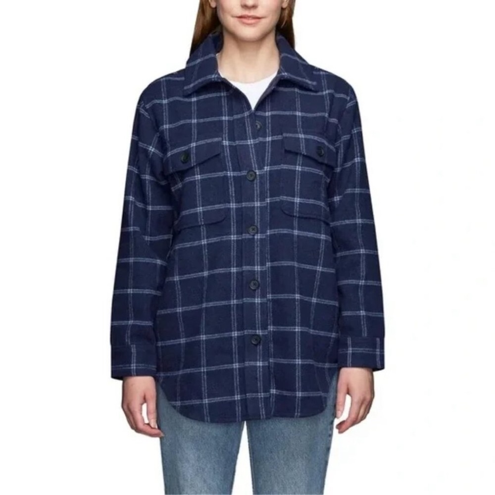 XL💙: Tilley Plaid Shacket Navy Blue Plaid Button-Up Shirt